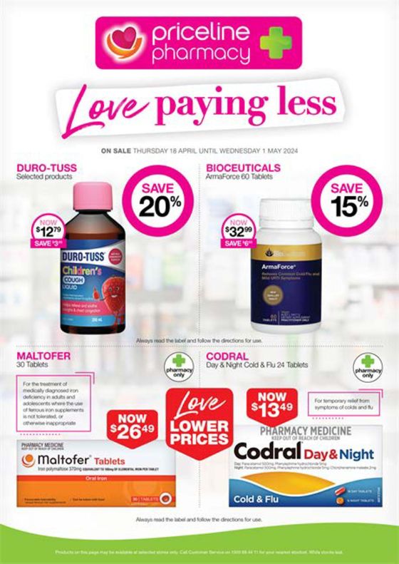 Priceline catalogue in Bendigo VIC | Love Paying Less | 18/04/2024 - 01/05/2024