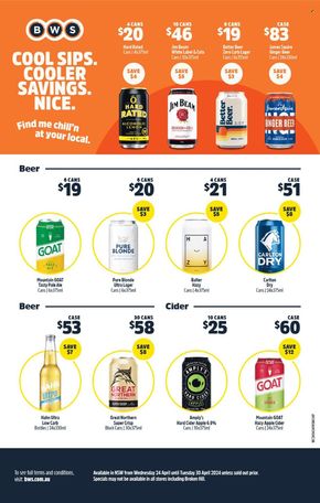 Liquor offers in Leeton NSW | Weekly Specials  in BWS | 24/04/2024 - 30/04/2024