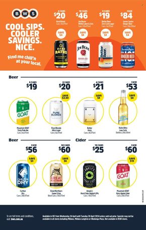 Liquor offers in Hamilton VIC | Weekly Specials in BWS | 24/04/2024 - 30/04/2024
