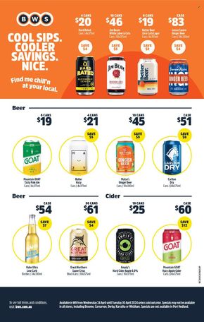 Liquor offers in Broome WA | Weekly Specials in BWS | 24/04/2024 - 30/04/2024