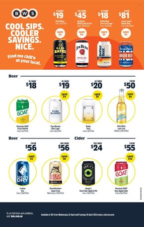 Liquor offers in St Helens TAS | Weekly Specials in BWS | 24/04/2024 - 30/04/2024