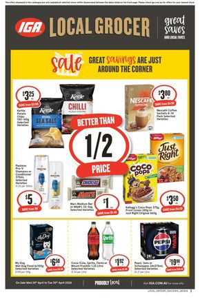 Groceries offers in Caloundra QLD | IGA - 1/2 Price - 24/04 in IGA | 24/04/2024 - 30/04/2024