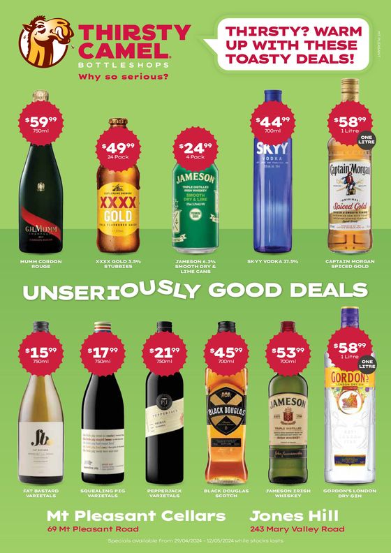Thirsty Camel catalogue in Gympie QLD | Thirsty? Warm Up With Toasty Deals QLD 29/04 | 29/04/2024 - 12/05/2024