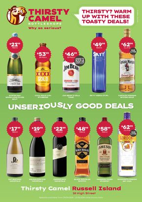 Liquor offers in Amity Point QLD | Thirsty? Warm Up With Toasty Deals QLD 29/04 in Thirsty Camel | 29/04/2024 - 12/05/2024