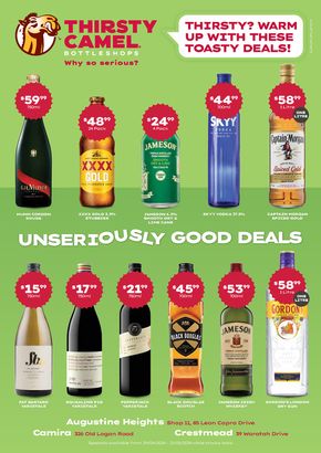 Liquor offers in Logan City QLD | Thirsty? Warm Up With Toasty Deals QLD 29/04 in Thirsty Camel | 29/04/2024 - 12/05/2024