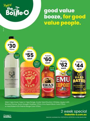 Liquor offers in Cardup WA | Good Value Booze, For Good Value People 29/04 in The Bottle-O | 29/04/2024 - 12/05/2024