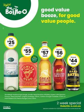 Liquor offers in Deniliquin NSW | Good Value Booze, For Good Value People 29/04 in The Bottle-O | 29/04/2024 - 12/05/2024