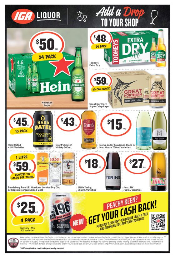 IGA Liquor catalogue in Bairnsdale VIC | Weekly Specials | 24/04/2024 - 30/04/2024