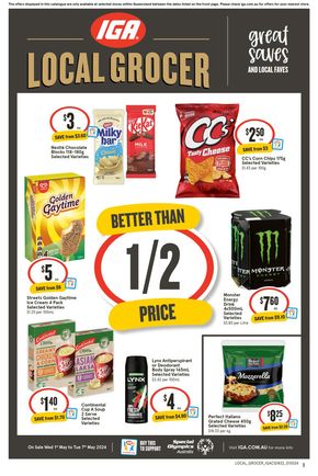 Groceries offers in Caloundra QLD | IGA - 1/2 Price - 01/05 in IGA | 01/05/2024 - 07/05/2024