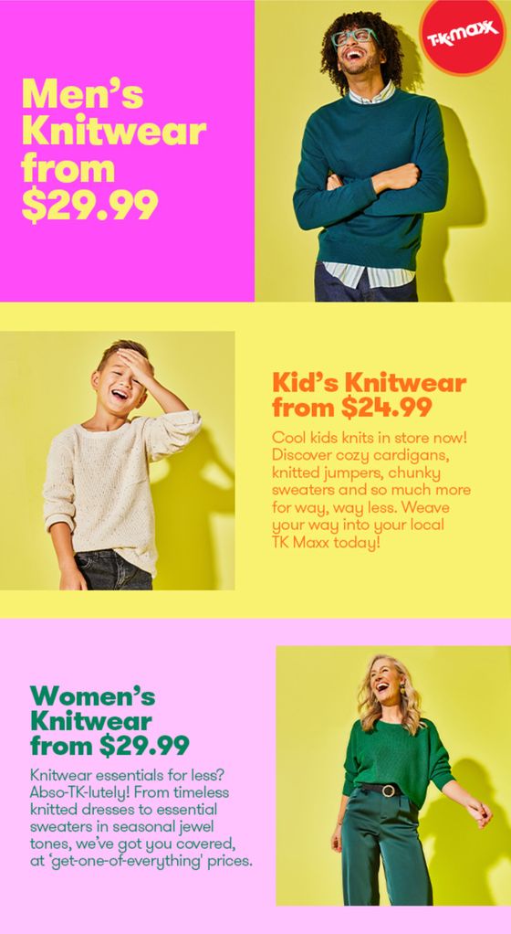 TK Maxx catalogue in Tottenham NSW | Knitwear Staples for the Family | 29/04/2024 - 06/05/2024