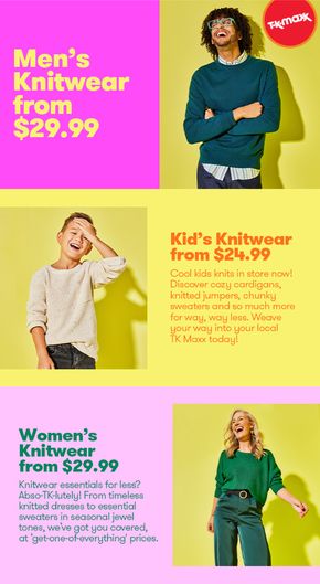 Fashion offers in Beachmere QLD | Knitwear Staples for the Family in TK Maxx | 29/04/2024 - 06/05/2024