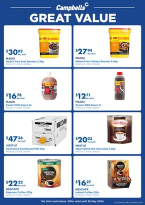 Groceries offers in Bakers Creek QLD | Great Value Flyer in Campbells | 29/04/2024 - 26/05/2024