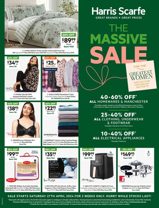 Harris Scarfe catalogue in Enfield VIC | The Massive Sale | 29/04/2024 - 13/05/2024