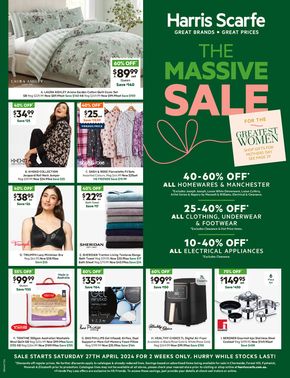 Department Stores offers in Huntfield Heights SA | The Massive Sale in Harris Scarfe | 29/04/2024 - 13/05/2024