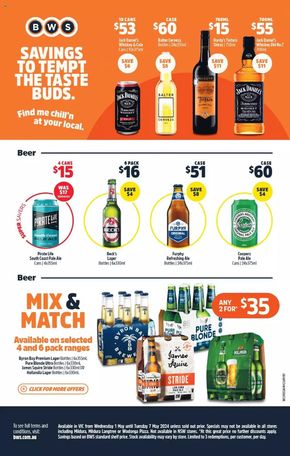 Liquor offers in Bunyip VIC | Weekly Specials in BWS | 01/05/2024 - 07/05/2024