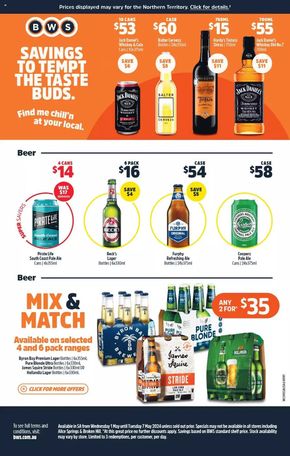 Liquor offers in Wallaroo SA | Weekly Specials in BWS | 01/05/2024 - 07/05/2024