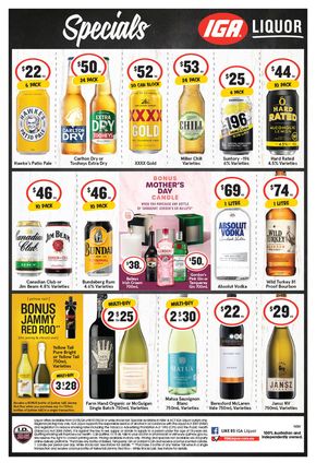 Liquor offers in Lightning Ridge NSW | Weekly Specials in IGA Liquor | 02/05/2024 - 07/05/2024