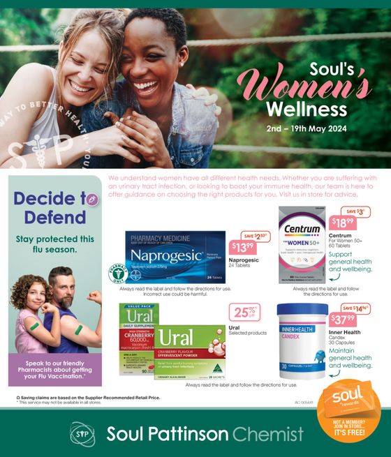 Soul Pattinson Chemist catalogue in BIBRA WA | Soul's Women's Wellness | 02/05/2024 - 19/05/2024