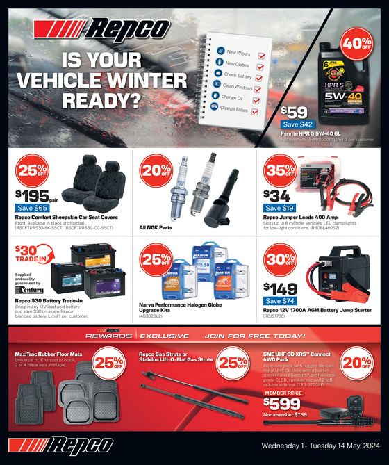 Repco catalogue in Greater Dandenong VIC | Is Your Vehicle Winter Ready? | 02/05/2024 - 14/05/2024