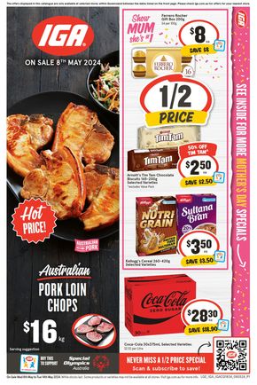Groceries offers in Clifton Beach TAS | IGA - 1/2 Price - 08/05 in IGA | 08/05/2024 - 14/05/2024