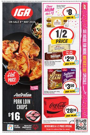 Groceries offers in Mooloolah QLD | IGA - 1/2 Price - 08/05 in IGA | 08/05/2024 - 14/05/2024