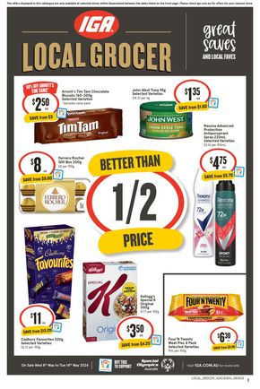Groceries offers in Deeragun QLD | IGA - 1/2 Price - 08/05 in IGA | 08/05/2024 - 14/05/2024