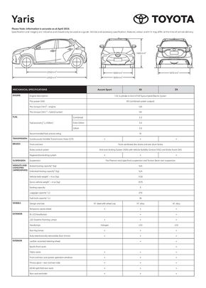 Toyota catalogue in Beaconsfield Upper VIC | Toyota Yaris Specification Sheet | 08/05/2024 - 31/12/2024
