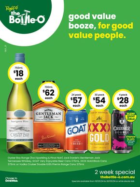 Liquor offers in Kilcoy QLD | Good Value Booze, For Good Value People 13/05 in The Bottle-O | 13/05/2024 - 26/05/2024
