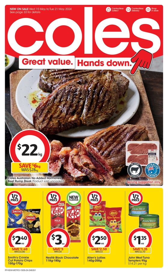 Coles catalogue in Randwick NSW | Great Value. Hands Down. - 15th May | 15/05/2024 - 21/05/2024