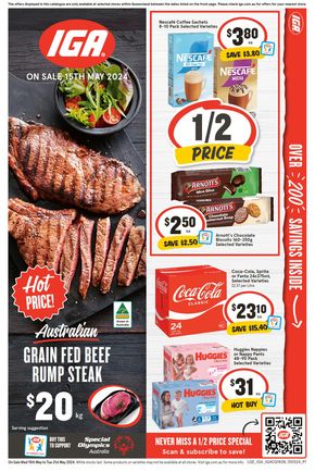 Groceries offers in Kiels Mountain QLD | IGA - 1/2 Price - 15/05 in IGA | 15/05/2024 - 21/05/2024