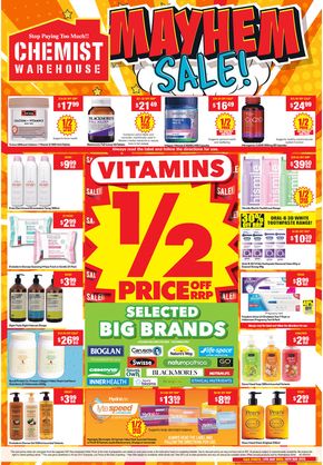 Health & Beauty offers in Mannum SA | Mayhem Sale! in Chemist Warehouse | 13/05/2024 - 29/05/2024