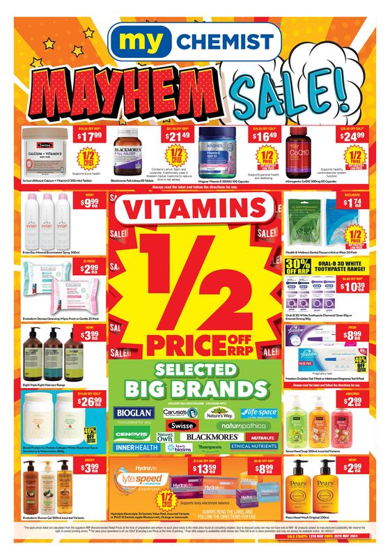 My Chemist catalogue in Ryde NSW | Mayhem Sale! | 13/05/2024 - 29/05/2024