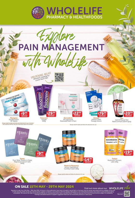WHOLEHEALTH catalogue in Sunshine Coast QLD | Explore Pain Management With Wholelife | 15/05/2024 - 29/05/2024