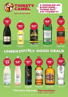 Liquor offers in Blackbutt QLD | Unseriously Good Deals in Thirsty Camel | 27/05/2024 - 09/06/2024