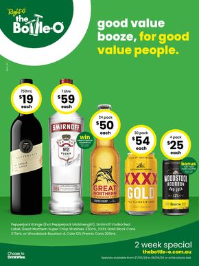 The Bottle-O catalogue in Donnybrook QLD | Good Value Booze, For Good Value People 27/05 | 27/05/2024 - 09/06/2024