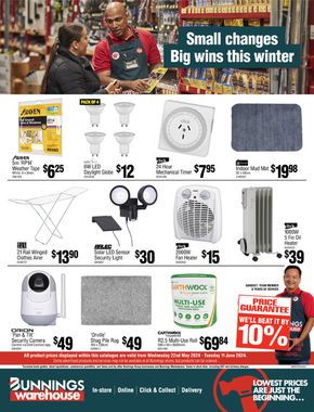 Bunnings Warehouse catalogue in Werribee South VIC | Small Changes, Big Wins This Winter | 22/05/2024 - 11/06/2024
