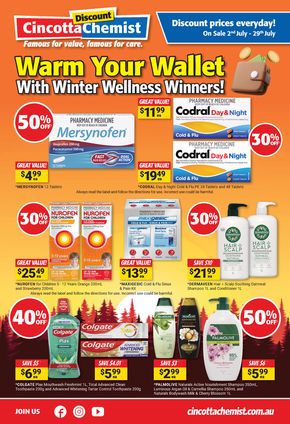 Health & Beauty offers in Sydney NSW | Warm Your Wallet With Winter Wellness Winners! in Cincotta Chemist | 02/07/2024 - 29/07/2024