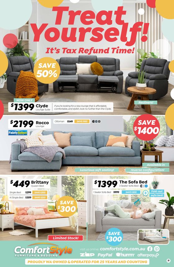 ComfortStyle Furniture & Bedding catalogue in Mandurah WA | Treat Yourself Sale | 01/07/2024 - 29/07/2024
