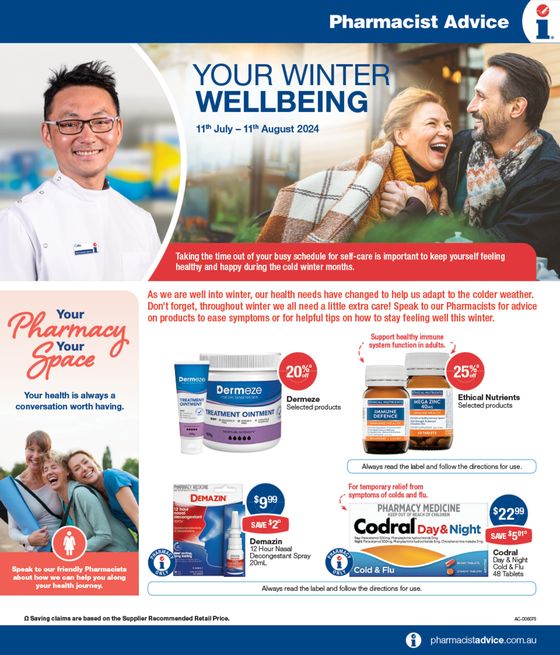 Pharmacist Advice catalogue | Your Winter Wellbeing | 11/07/2024 - 11/08/2024