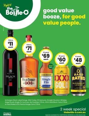 The Bottle-O catalogue in Karratha WA | Good Value Booze, For Good Value People 22/07 | 22/07/2024 - 04/08/2024