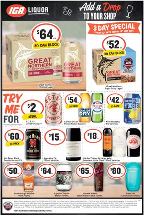 Liquor offers in Wonthaggi VIC | Weekly Specials in IGA Liquor | 24/07/2024 - 30/07/2024