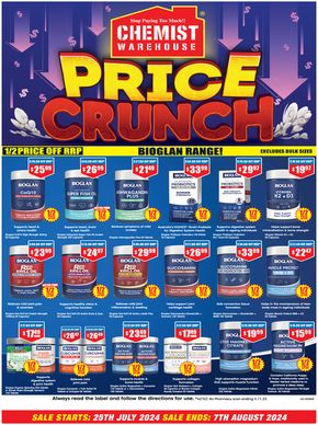 Chemist Warehouse catalogue in Sydney NSW | Price Crunch | 25/07/2024 - 07/08/2024
