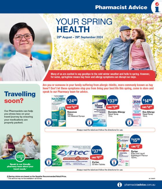 Pharmacist Advice catalogue in Moss Vale NSW | Your Spring Health | 29/08/2024 - 29/09/2024