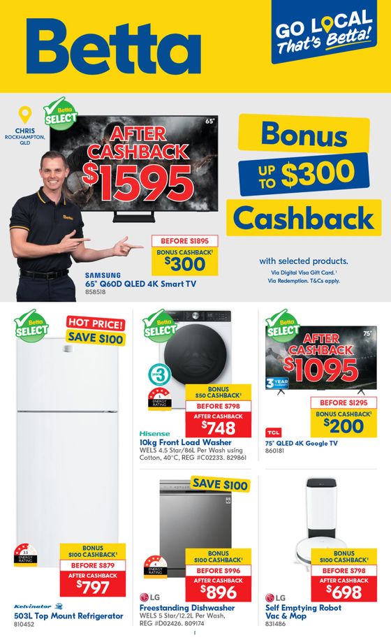 Betta catalogue in Atherton QLD | Bonus Up To $300 Cashback | 09/09/2024 - 22/09/2024