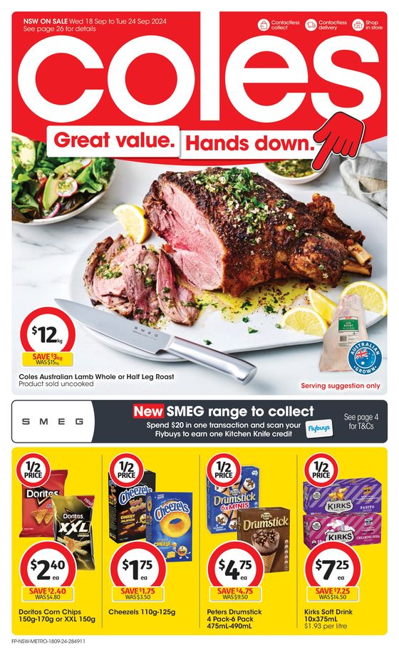 Coles catalogue in Newcastle NSW | Great Value. Hands Down. - 18th September | 18/09/2024 - 24/09/2024