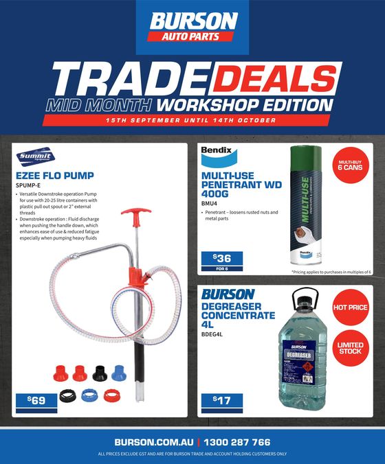 Burson Auto Parts catalogue in Launceston TAS |  Mid-Month Trade Deals | 16/09/2024 - 14/10/2024