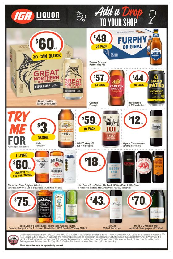 IGA Liquor catalogue in Greater Dandenong VIC | Weekly Specials | 18/09/2024 - 24/09/2024