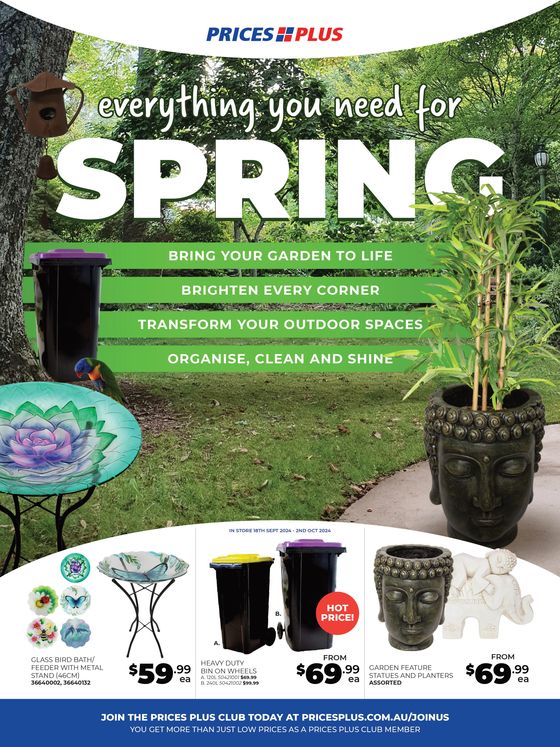 Prices Plus catalogue in Atherton QLD | Everything You Need For Spring | 20/09/2024 - 02/10/2024