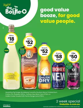 The Bottle-O catalogue in Byron Bay NSW | Good Value Booze, For Good Value People 14/10 | 14/10/2024 - 27/10/2024