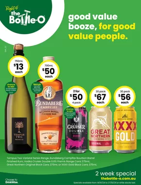 Liquor offers in Townsville QLD | Good Value Booze, For Good Value People 14/10 in The Bottle-O | 14/10/2024 - 27/10/2024